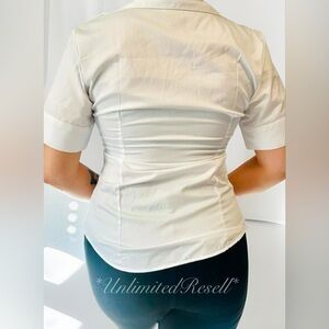 White Fitted Short Sleeve Button Down Shirt